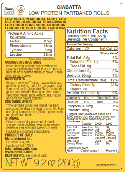 Ciabatta Rolls Nutrition Facts