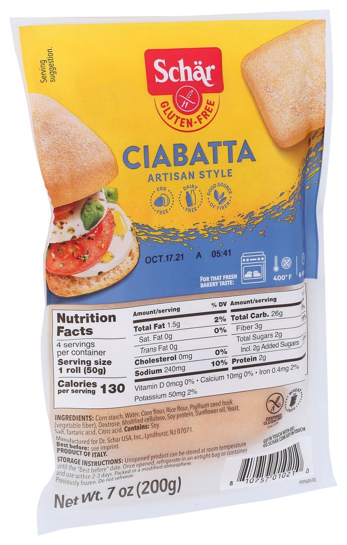 Schar Rolls/Ciabatta Gluten Free- 7oz / PKU Perspectives