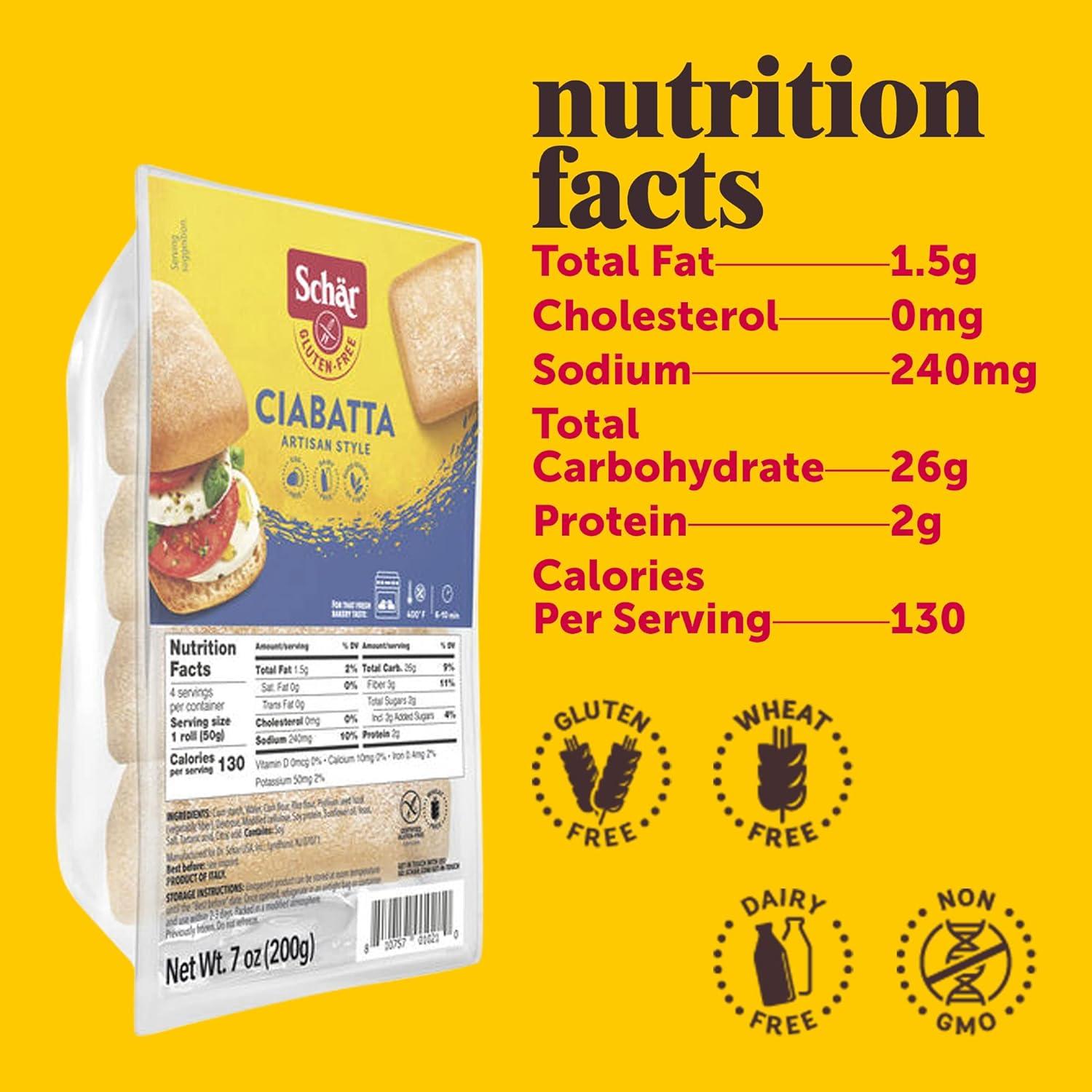 Schar Rolls/Ciabatta Gluten Free- 7oz / PKU Perspectives