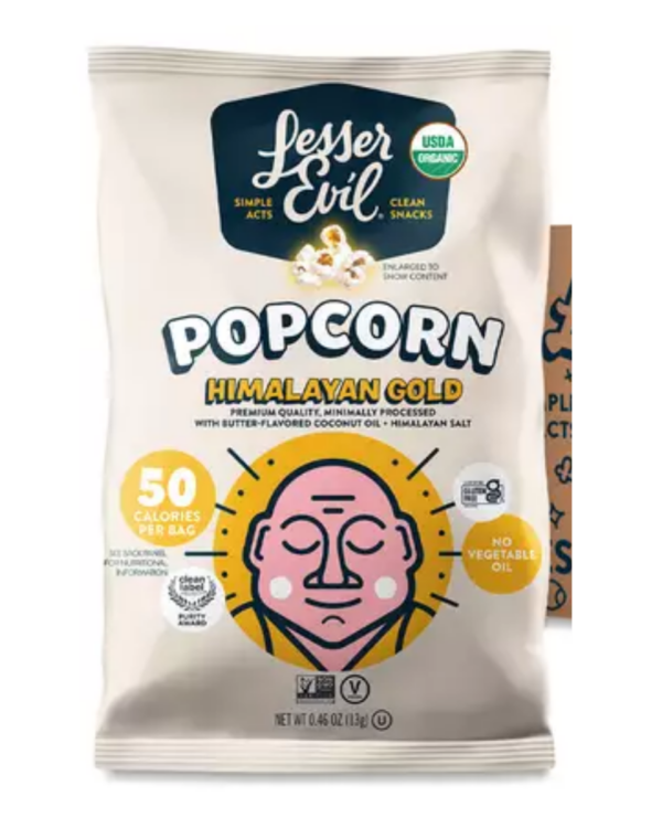 Lesser Evil Himalayan Gold Salt Organic Popcorn Snack Pack 10/.46oz