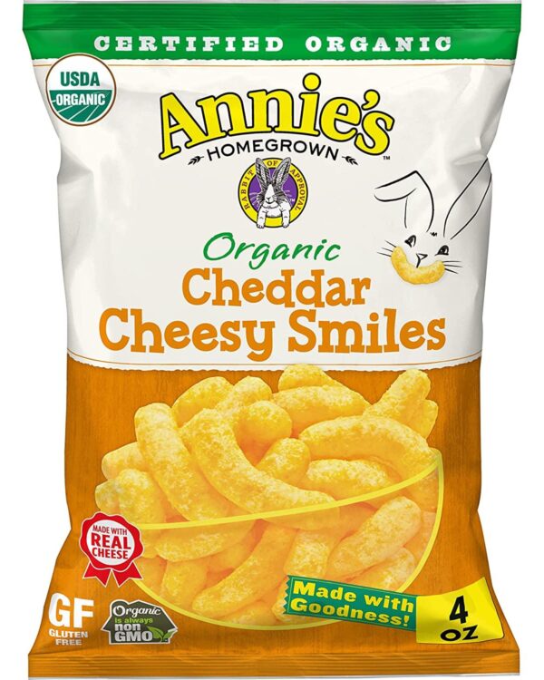 Annie's Organic Cheddar Cheesy Smiles Puffs- 4 oz*