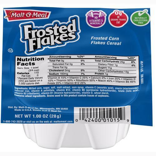 Malt-O-Meal FROSTED FLAKES Cereal Bowl- 1oz