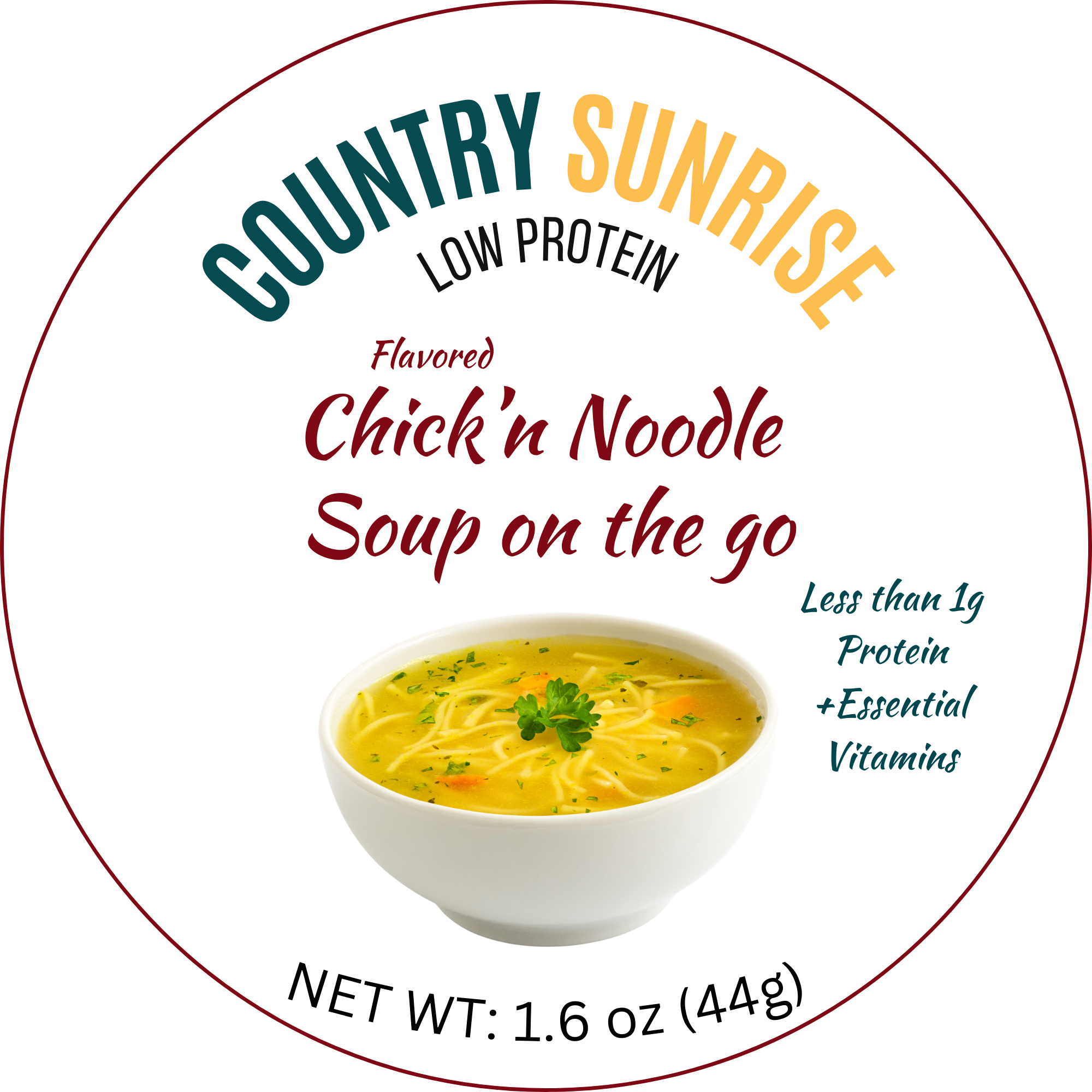 Country Sunrise Flavored Chick'n Noodle Soup on the go BOWL- 1.60oz