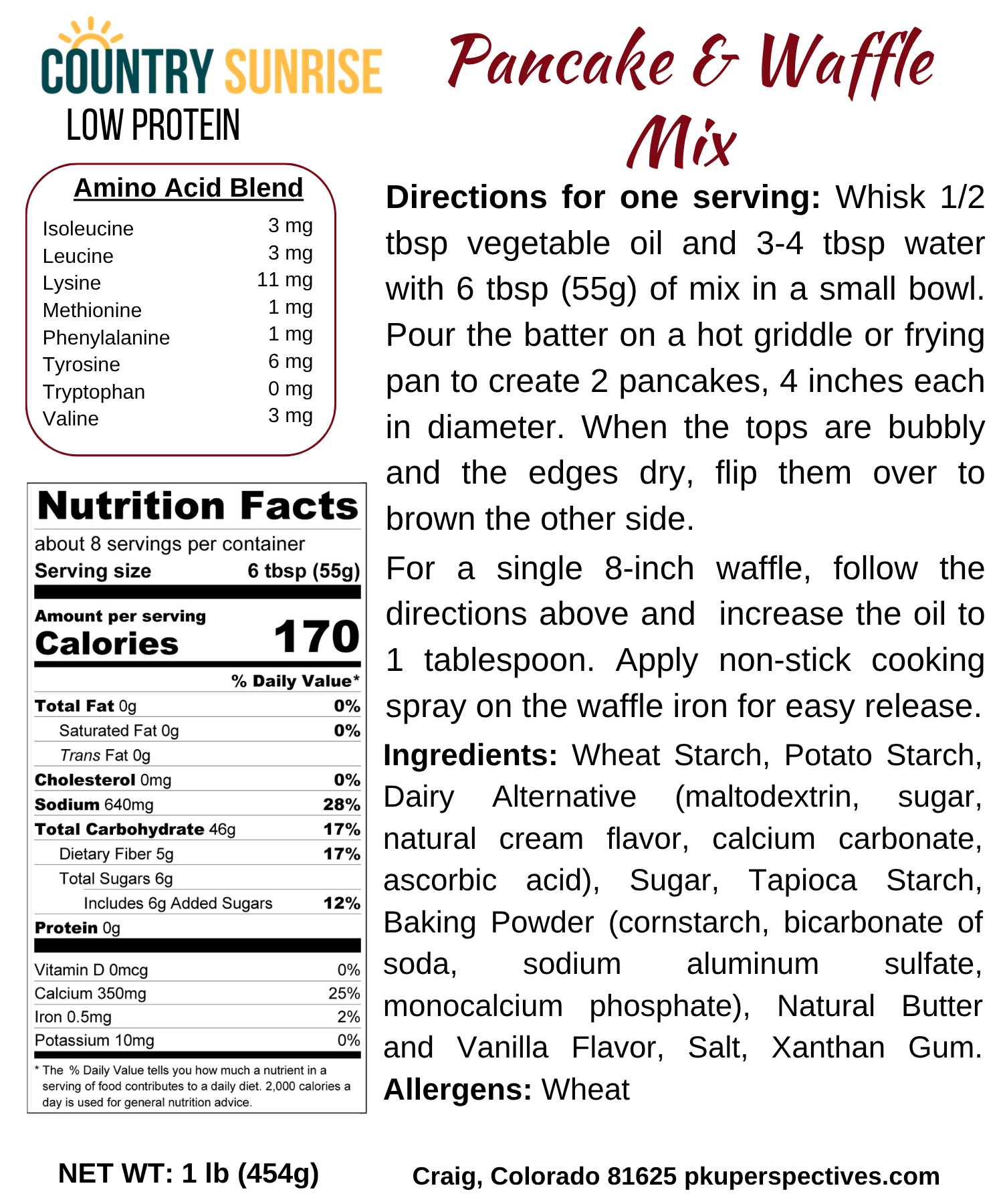 Country Sunrise Pancake & Waffle Mix BAG - 1lb - Image 2