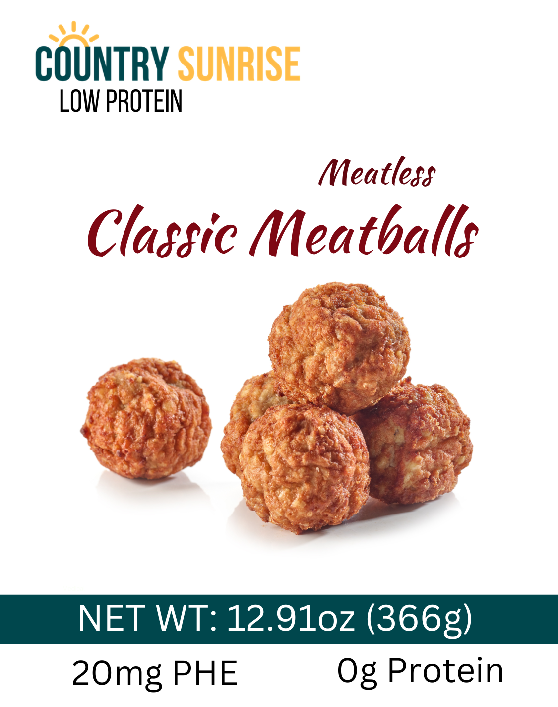 Country Sunrise Classic (Meatless) MEATBALLS - 12.91oz