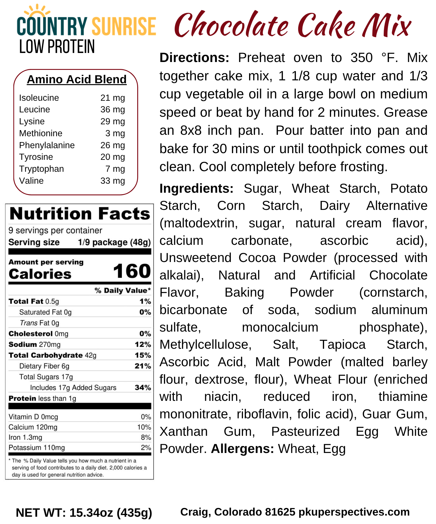 Country Sunrise Chocolate Cake Mix BAG- 15.34oz - Image 2