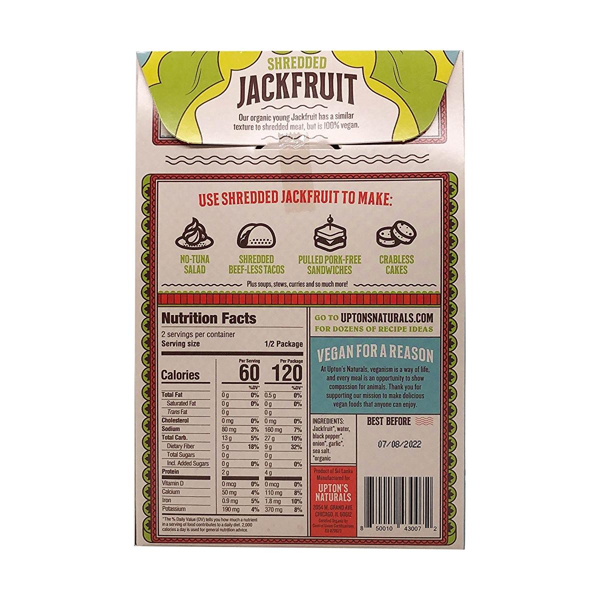 Upton's Naturals Lightly Seasoned Shredded Jackfruit - 7oz - Image 2