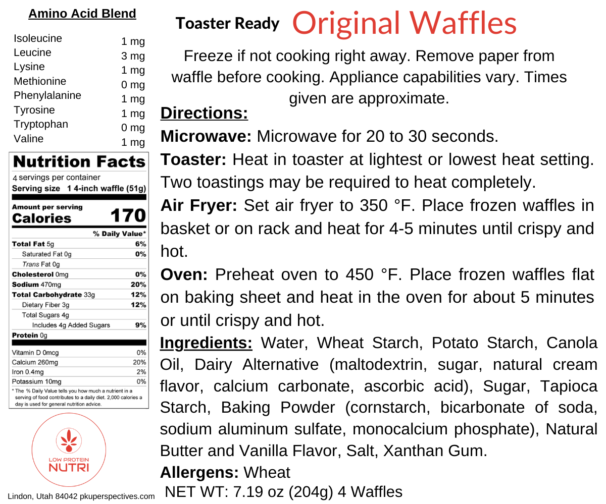 Low Protein Nutri Toaster Ready Original Waffles- 7.19oz - Image 2