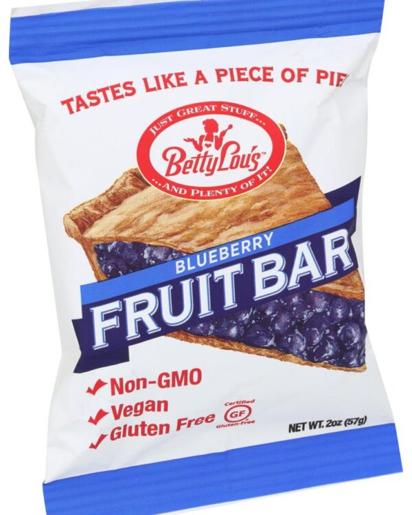 Betty Lou`s, Gluten Free/Vegan Fruit Bar Blueberry- Case of 3/2oz