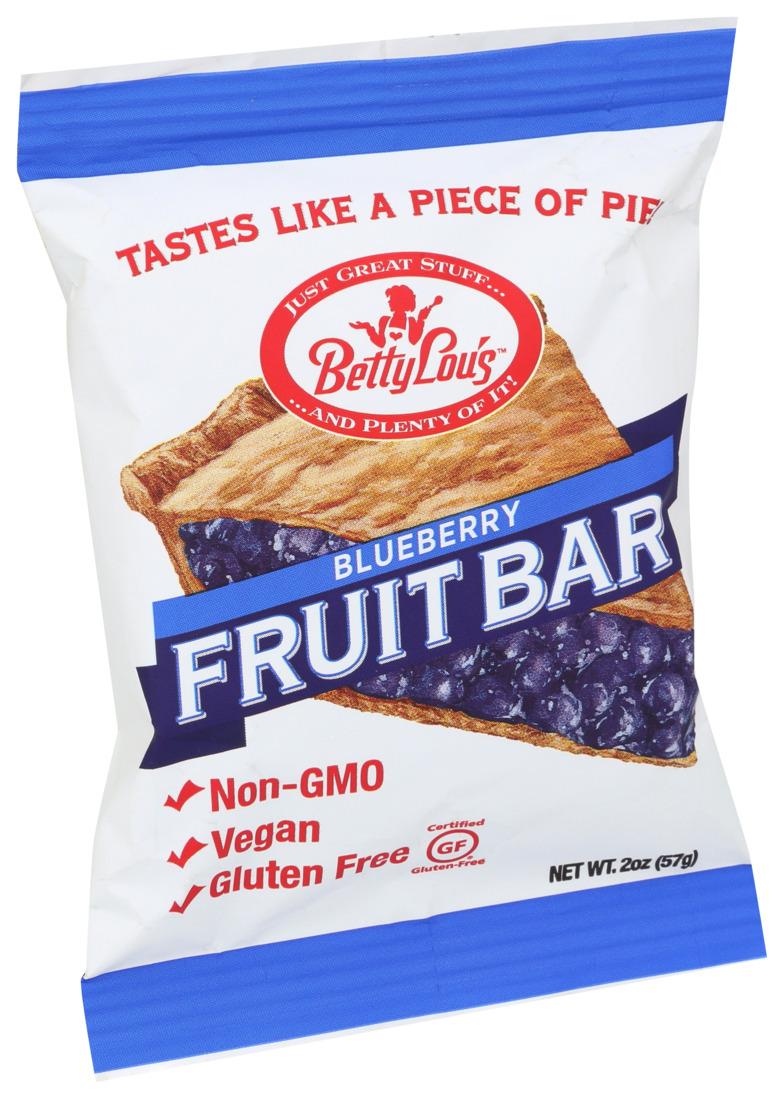 Betty Lou`s, Gluten Free/Vegan Fruit Bar Blueberry- Case of 3/2oz