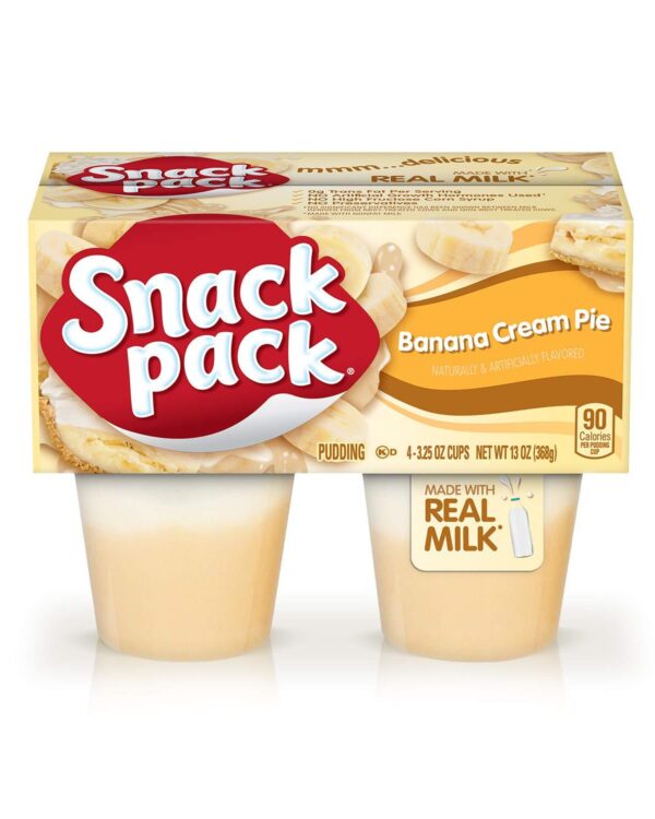 Snack Pack Banana Cream Pie Pudding Cups- Case of 12/3.25oz*