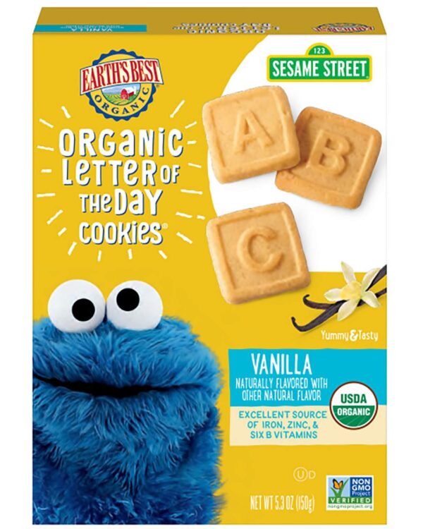 Earth's Best  Very Vanilla Organic Letter of the Day Cookies- Case 6/ 5.3oz*