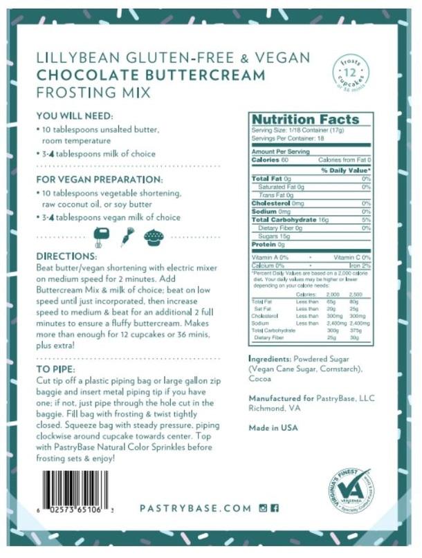 Lillybean Chocolate Buttercream Frosting Mix (Vegan and Gluten Free!)- 11oz - Image 3