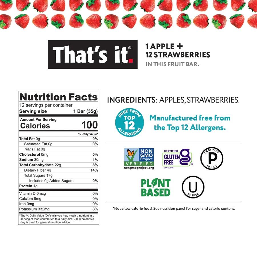 That's It Fruit Bar Apple And Strawberry- 1.2oz - Image 2
