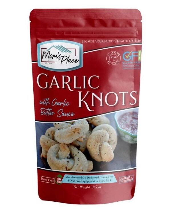 Mom's Place Gluten/Dairy -Free Garlic Knots Mix with Garlic Butter Sauce-12.7oz