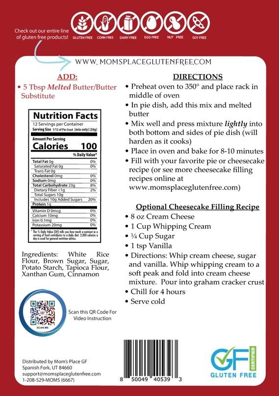 Mom's Place Gluten/Dairy-Free Simple! Graham Cracker Crust Mix- 11oz* - Image 2