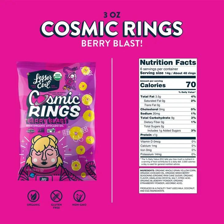 Lesser Evil Cosmic Rings, Berry Blast, 3 oz - Image 2