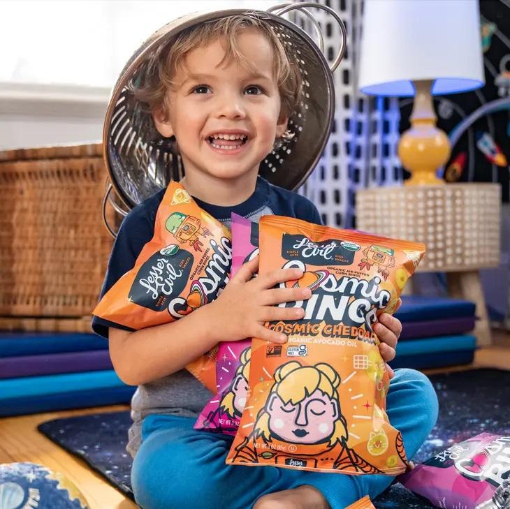 Lesser Evil Cosmic Rings Cheddar, 3 oz - Image 3