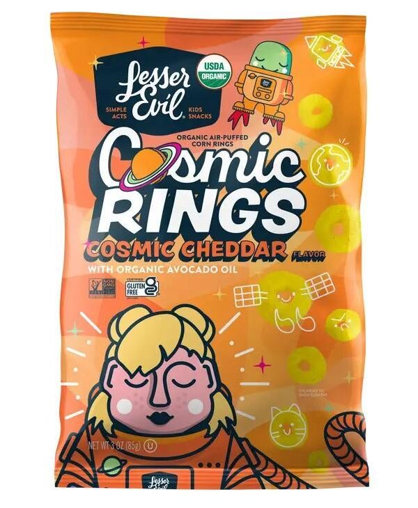 Lesser Evil Cosmic Rings Cheddar, 3 oz