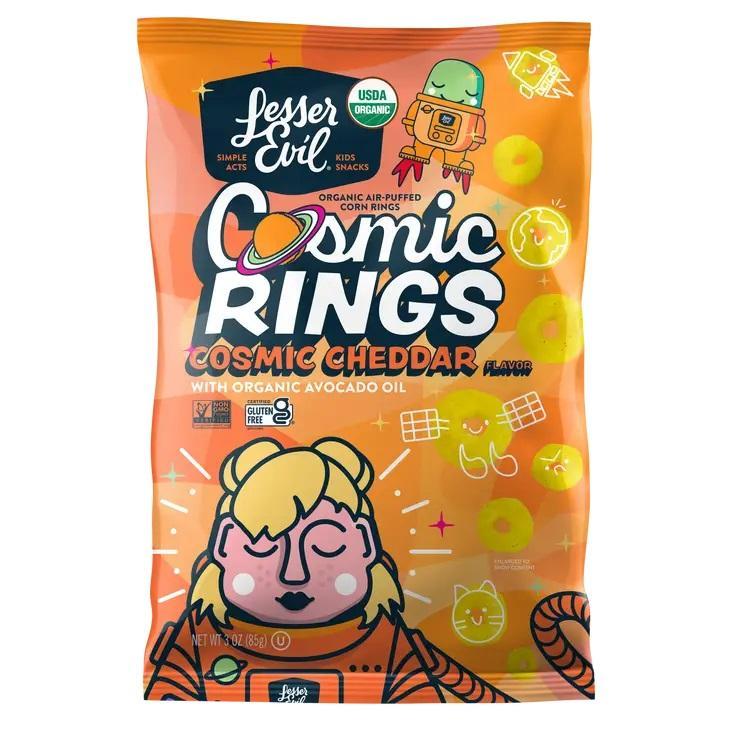 Lesser Evil Cosmic Rings Cheddar, 3 oz