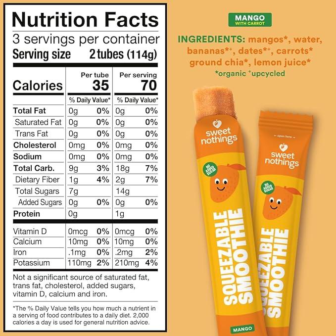Sweet Nothings Mango Carrot Squeezable Smoothie- 12oz - Image 2