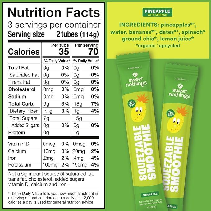 Sweet Nothings Pineapple Spinach Squeezable Smoothie- 12oz - Image 2