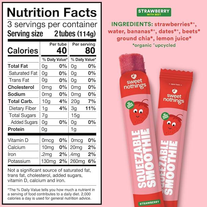 Sweet Nothings Strawberry Beet Squeezable Smoothie- 12oz - Image 2