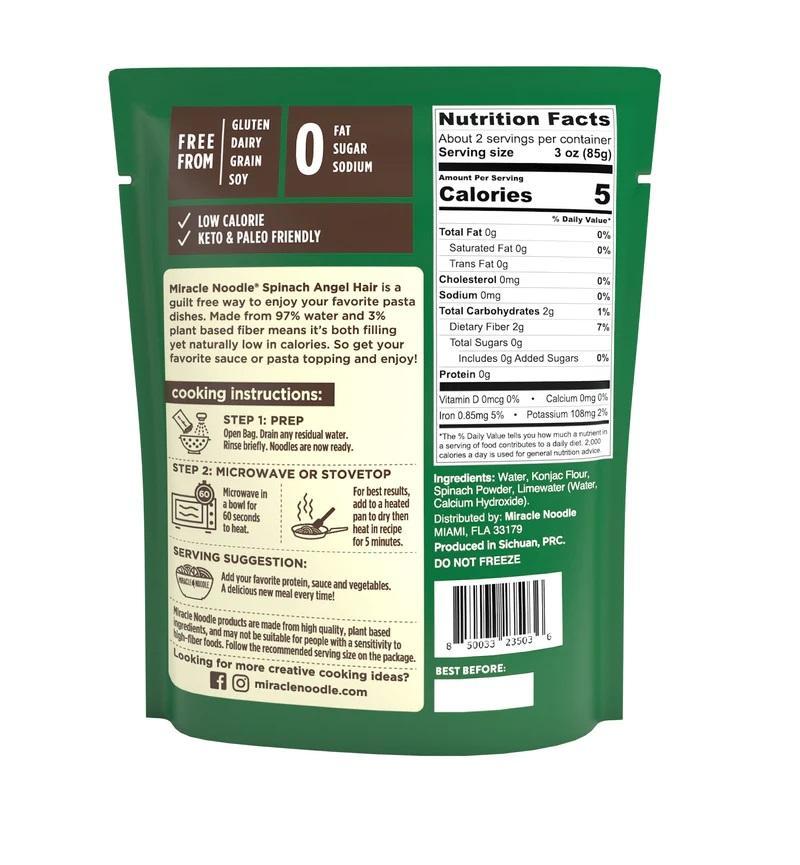 Miracle Noodle Ready To Eat Spinach Angel Hair- 7oz Case of 6* - Image 2