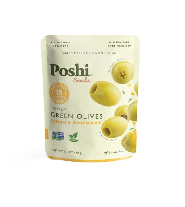 POSHI -Premium Green Olives Lemon & Rosemary Flavor- 1.1 oz