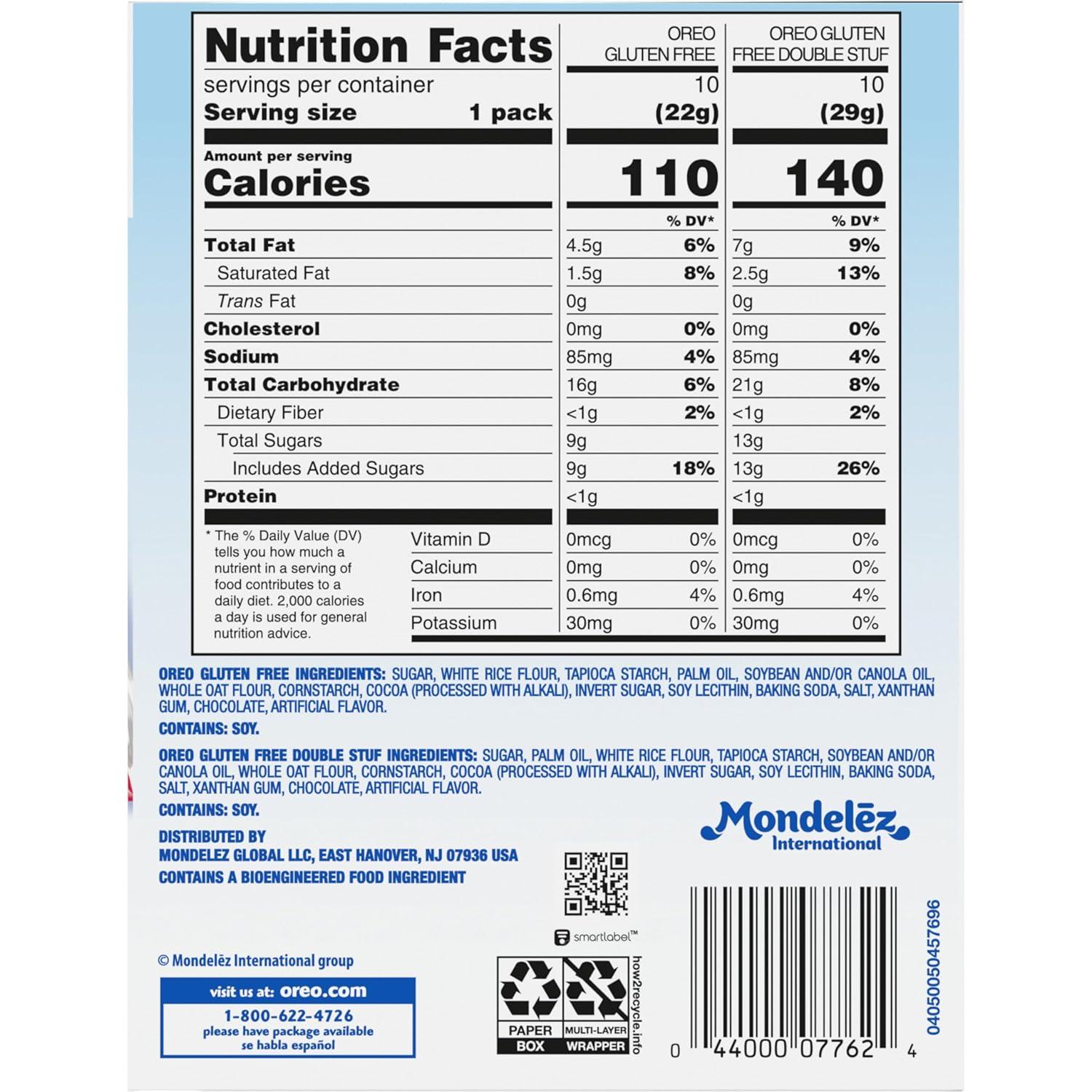 OREO Gluten Free Original & Double Stuf Chocolate Sandwich Cookies Variety Pack- 1lb 2 oz* - Image 2