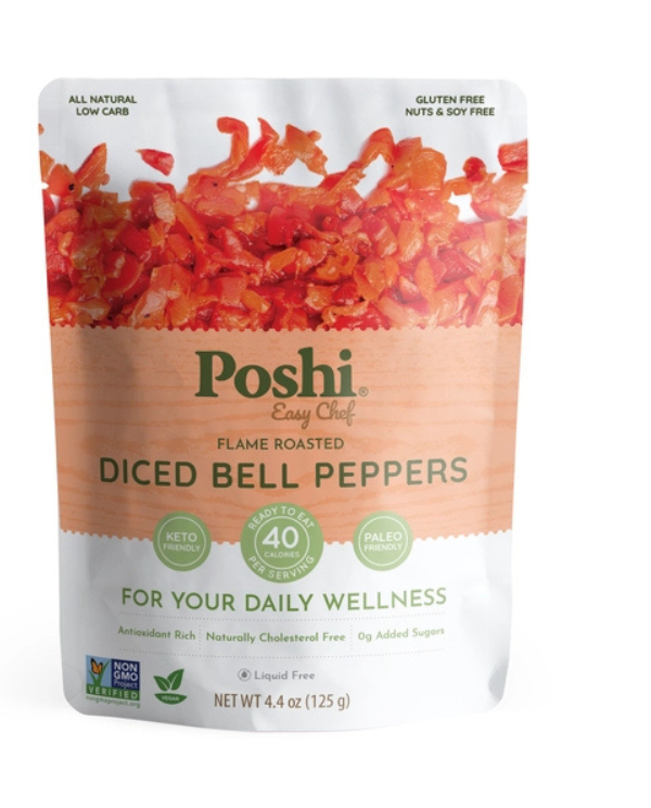 Poshi Diced Red Peppers in Extra Virgin Olive Oil-4.4oz