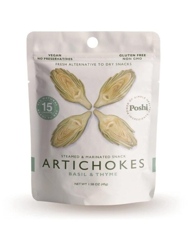 Poshi Steamed & Marinated Artichokes Snack Basil & Thyme- 1.58oz