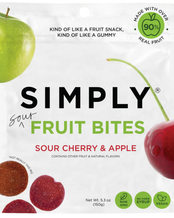 Simply Fruit Bites Sour Cherry & Apple gummies made with real fruit