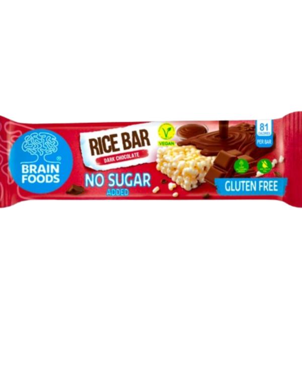 Savor the crunchy, chocolate-packed goodness of BRAIN FOODS Dark Chocolate Rice Bars