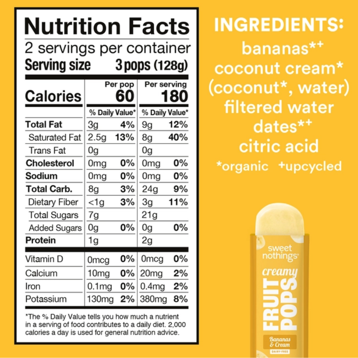 Sweet Nothings Bananas & Cream Dairy Free Fruit Pops- 9oz - Image 2