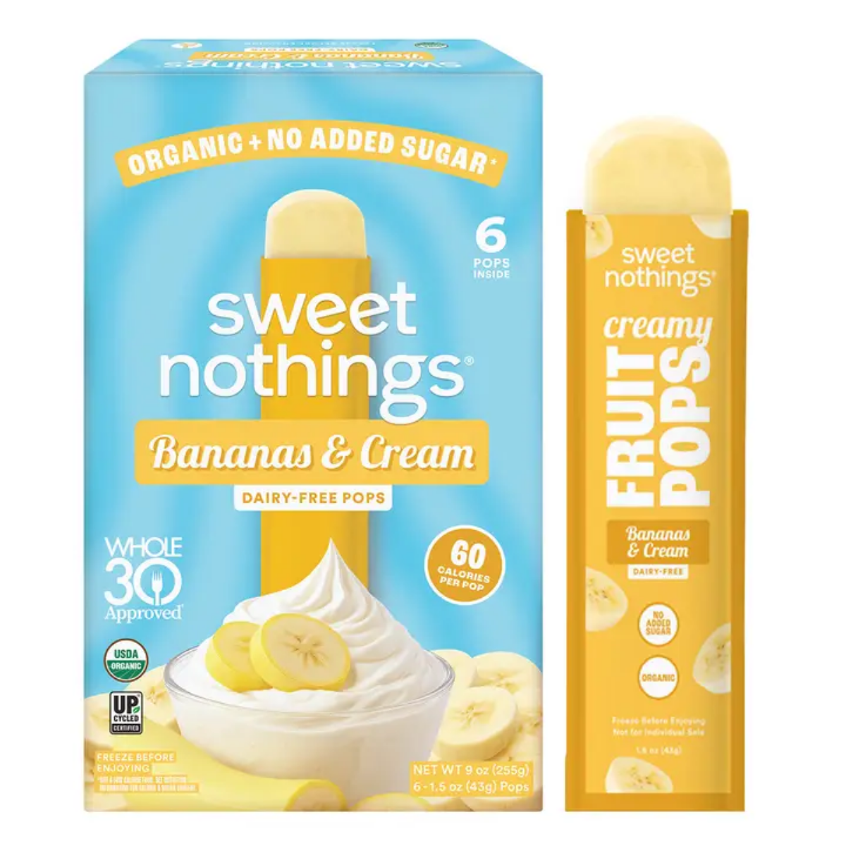Sweet Nothings Bananas & Cream Dairy Free Fruit Pops- 9oz