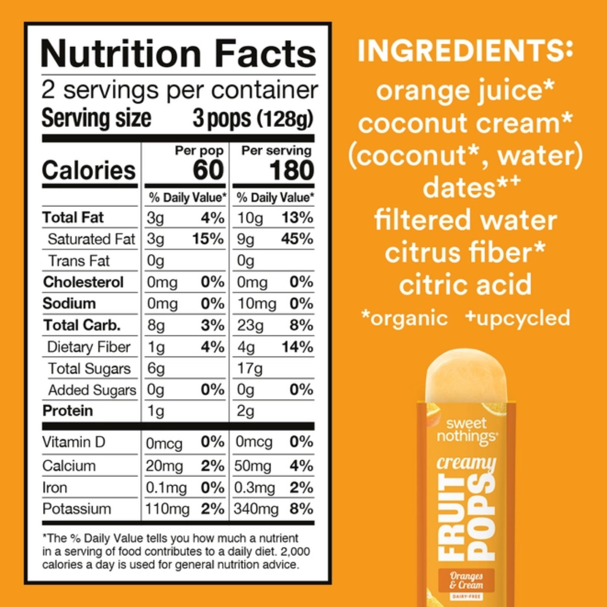 Sweet Nothings Oranges and Cream Non Dairy Fruit Pops- 9oz - Image 2