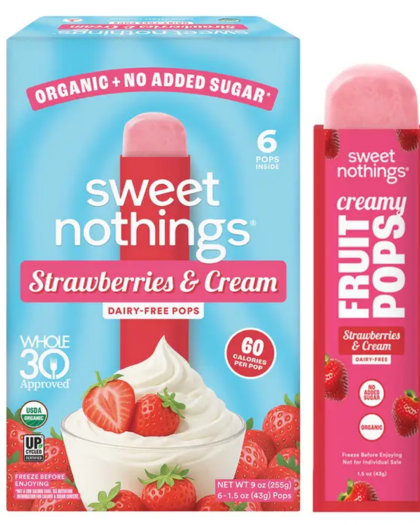 Sweet Nothings Strawberries and Cream Non Dairy Fruit Pops- 9oz