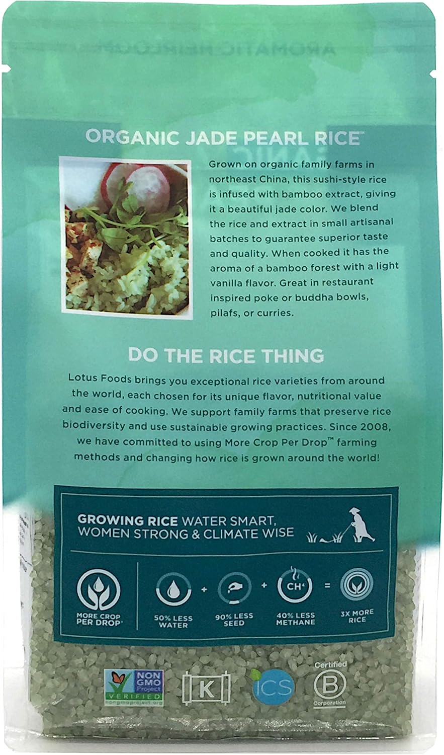 Lotus Foods Organic Jade Pearl Rice-15 Ounce* - Image 4